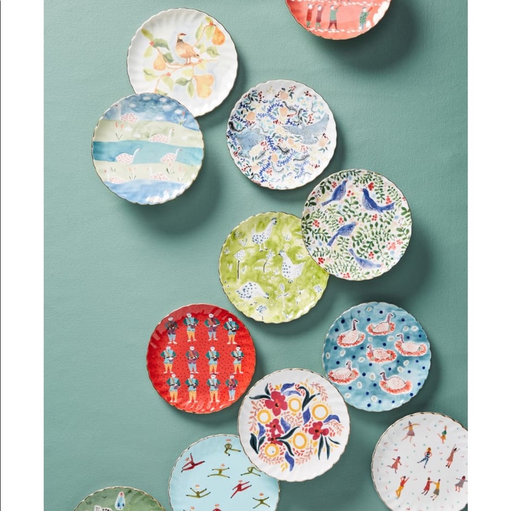 Anthropologie 12 days Christmas canapé plates new